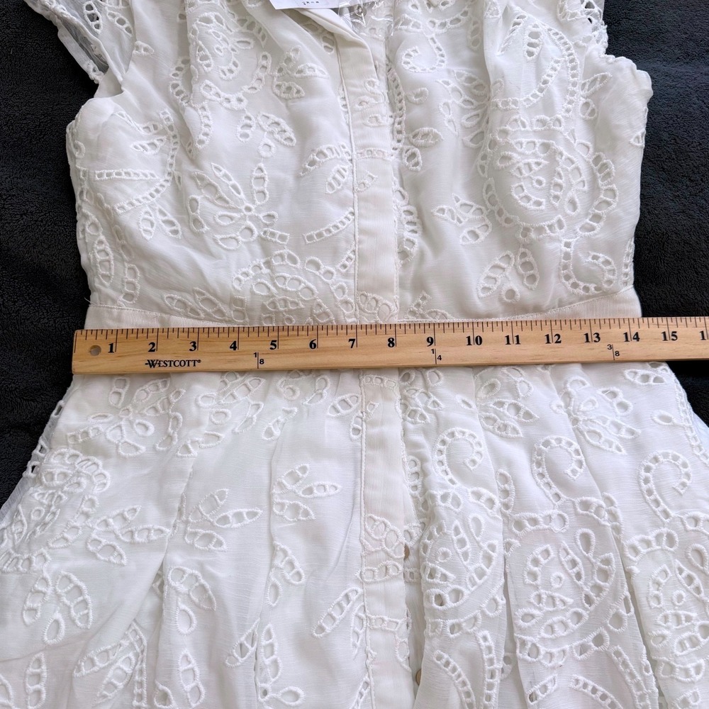 White House Black MarketWhite Eyelet Midi Shirtdress Women 4 NWT Embroidery $20 - Picture 4 of 7